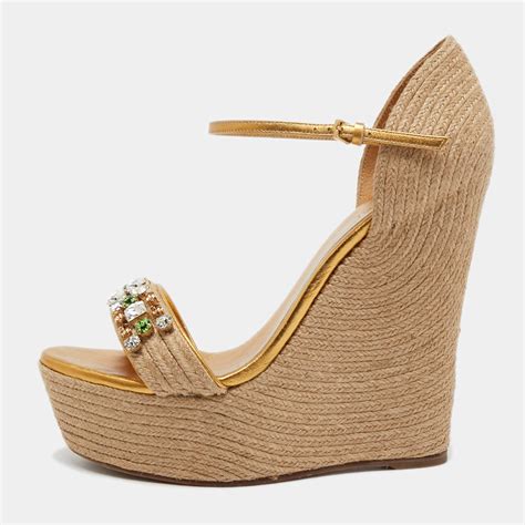 gucci wedges gold|Gucci canvas espadrilles.